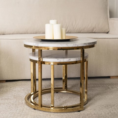 Zestaw Stolików OLIS Marmur Złoty