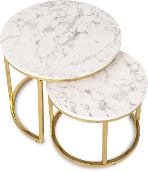 Zestaw Stolików OLIS Marmur Złoty