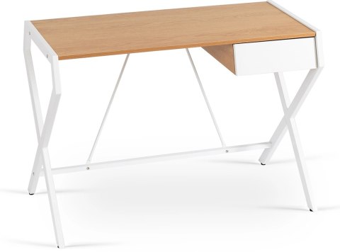 Biurko w Stylu Skandynawskim z Szufladą MEG 104 cm Dąb złoty/Biały do Gabinetu