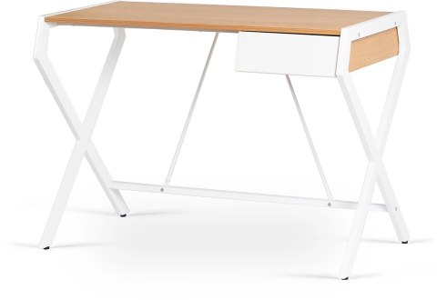Biurko w Stylu Skandynawskim z Szufladą MEG 104 cm Dąb złoty/Biały do Gabinetu