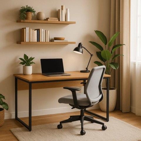 Biurko Loft do Gabinetu ROSS 120x60 cm Dąb Złoty/Czarny Nowoczesne