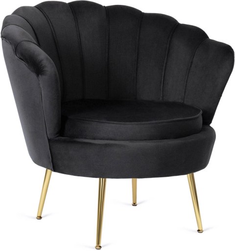Fotel Wypoczynkowy do Salonu ANGEL Muszelka Czarny Welurowy Nowoczesny