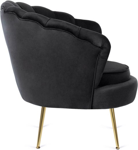 Fotel Wypoczynkowy do Salonu ANGEL Muszelka Czarny Welurowy Nowoczesny