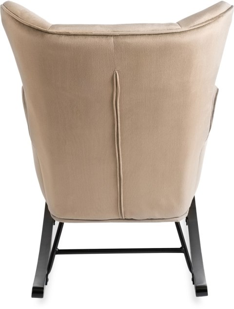 Fotel Bujany na Biegunach Uszak Wypoczynkowy JACKSON Beżowy Welurowy do Salonu Nowoczesny