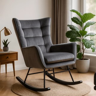 Fotel Bujany JACKSON Szary Welurowy