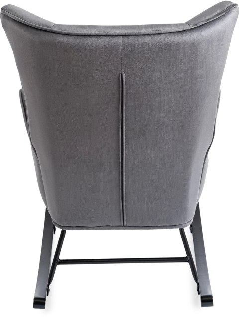 Fotel Bujany na Biegunach Uszak Wypoczynkowy JACKSON Szary Welurowy do Salonu Nowoczesny