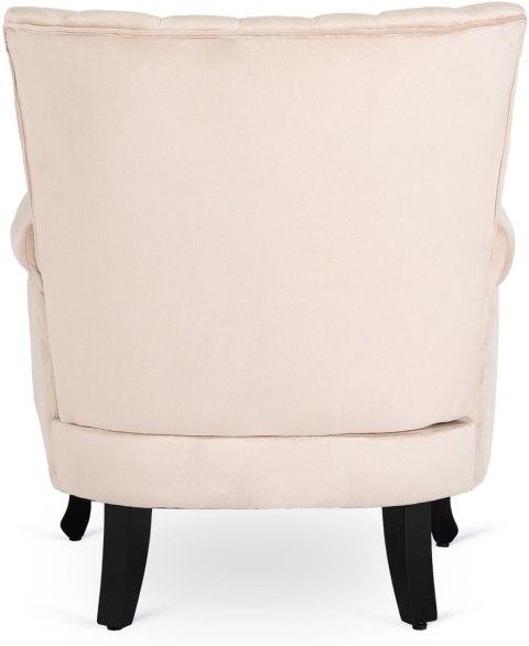 Fotel Uszak Wypoczynkowy MALLO Beżowy Welurowy Nowoczesny Glamour
