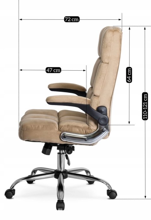 Fotel Biurowy Gabinetowy Obrotowy LONDON Beżowy Welurowy do Biurka