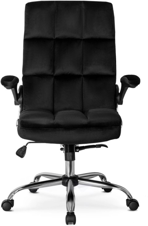 Fotel Biurowy Gabinetowy Obrotowy LONDON Czarny Welurowy do Biurka Nowoczesny