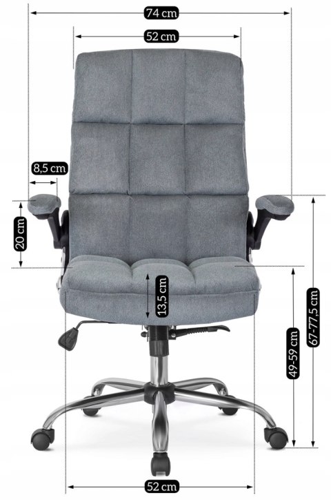 Fotel Biurowy Gabinetowy Obrotowy LONDON Szary do Pracy Nowoczesny