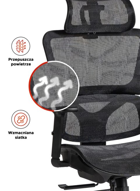 Fotel Obrotowy ROYAL Ergonomiczny Czarny