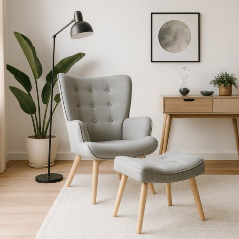 Fotel Wypoczynkowy LOZANO 2 z Podnóżkiem Szary