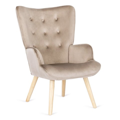 Fotel Wypoczynkowy LOZANO z Podnóżkiem Beżowy Welurowy