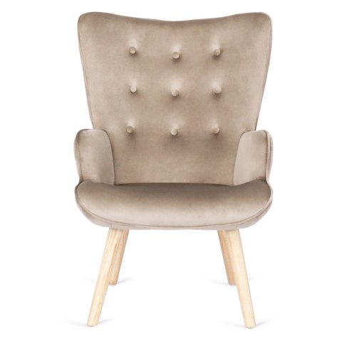 Fotel Wypoczynkowy LOZANO z Podnóżkiem Beżowy Welurowy