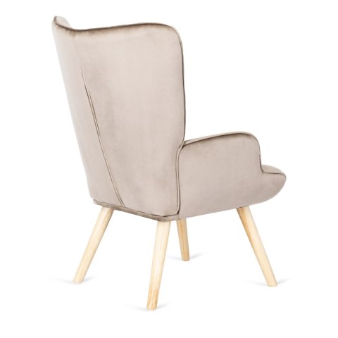 Fotel Wypoczynkowy LOZANO z Podnóżkiem Beżowy Welurowy