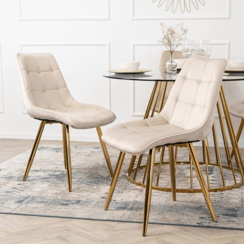 Krzesło CARO Kremowe Welurowe