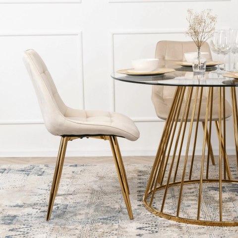 Krzesło CARO Kremowe Welurowe