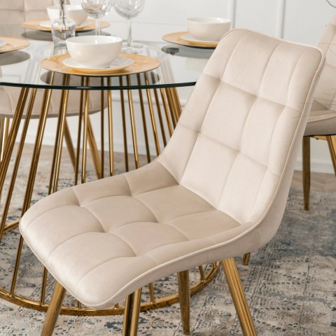 Krzesło CARO Kremowe Welurowe