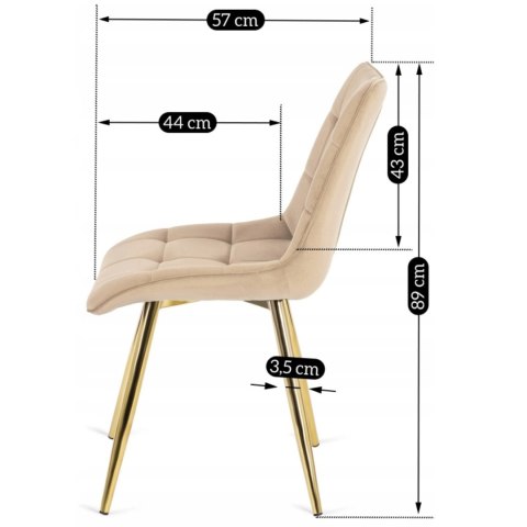 Krzesło CARO Kremowe Welurowe