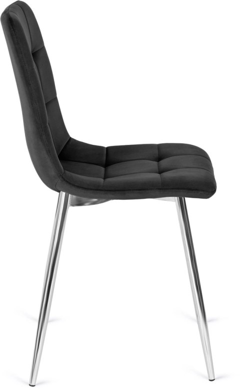 Krzesło Tapicerowane do Jadalni CESAR Czarne Welurowe Nowoczesne Loft
