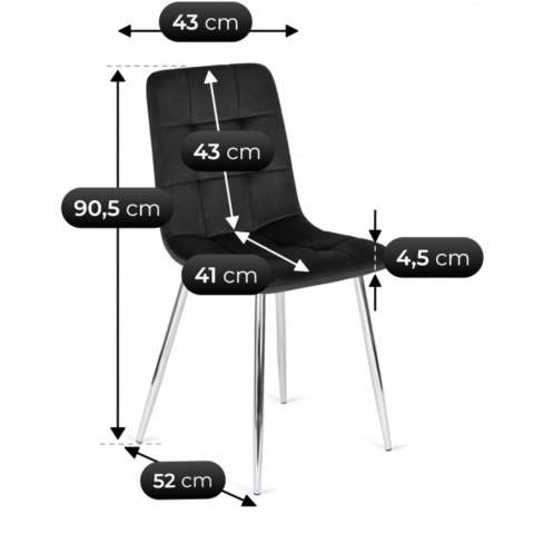 Krzesło Tapicerowane do Jadalni CESAR Czarne Welurowe Nowoczesne Loft