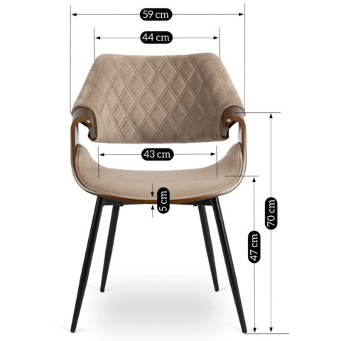 Krzesło DAKOTA Beżowe/Orzech Welurowe