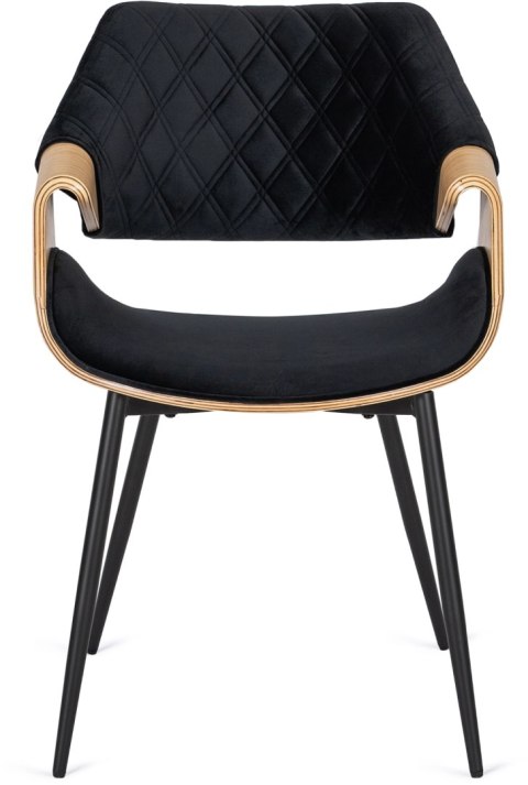 Krzesło Tapicerowane z Drewna Giętego do Salonu DAKOTA Czarne/Dąb Złoty Welurowe Nowoczesne Loft