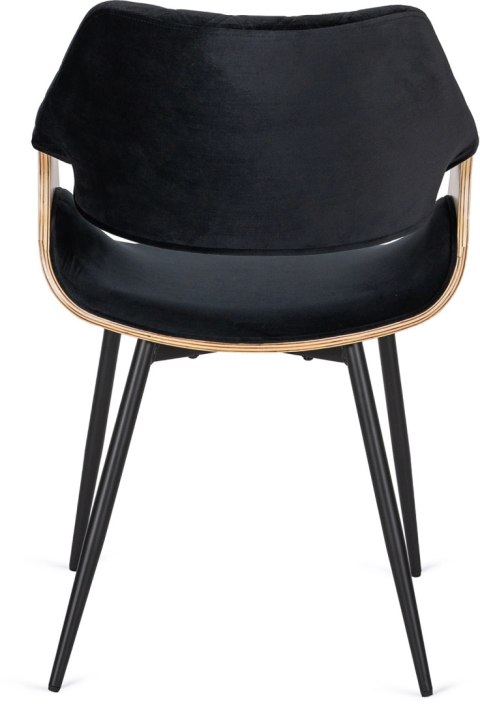 Krzesło Tapicerowane z Drewna Giętego do Salonu DAKOTA Czarne/Dąb Złoty Welurowe Nowoczesne Loft