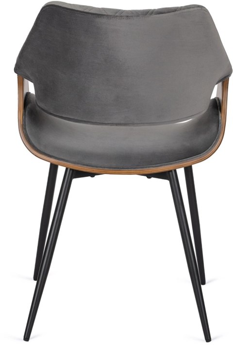 Krzesło Tapicerowane z Drewna Giętego do Salonu DAKOTA Szare/Orzech Welurowe Nowoczesne Loft