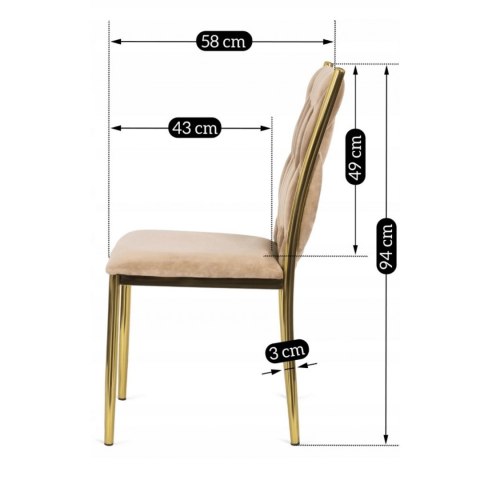 Krzesło Tapicerowane Plecione do Salonu DAN Beżowe Welurowe Nowoczesne Glamour
