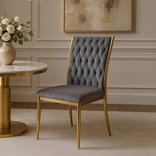 Krzesło DAN Szare Plecione Welurowe