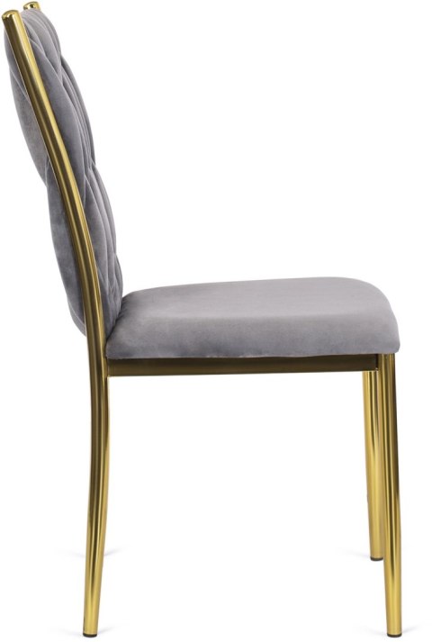 Krzesło Tapicerowane Plecione do Salonu DAN Szare Welurowe Nowoczesne Glamour