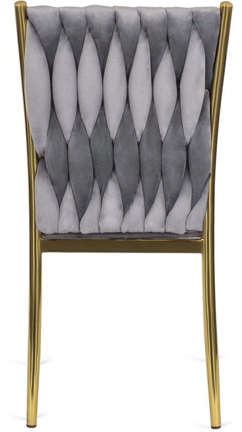 Krzesło Tapicerowane Plecione do Salonu DAN Szare Welurowe Nowoczesne Glamour