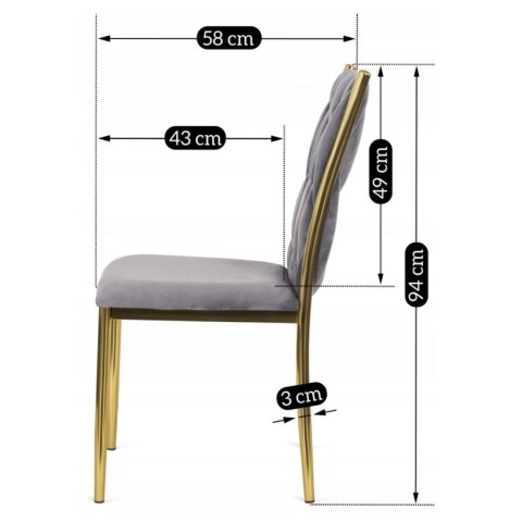 Krzesło Tapicerowane Plecione do Salonu DAN Szare Welurowe Nowoczesne Glamour