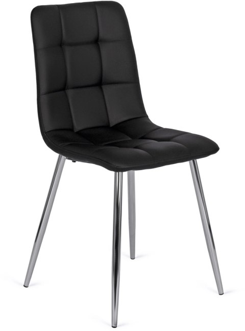 Krzesło Tapicerowane do Jadalni ENZO Czarne Ekoskóra Nowoczesne Loft