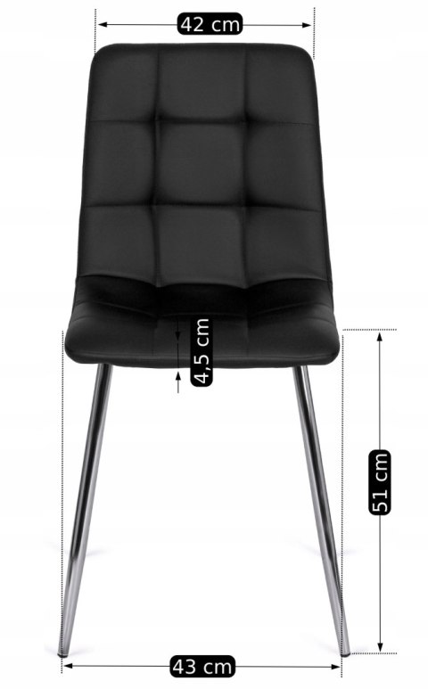 Krzesło Tapicerowane do Jadalni ENZO Czarne Ekoskóra Nowoczesne Loft