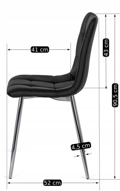 Krzesło Tapicerowane do Jadalni ENZO Czarne Ekoskóra Nowoczesne Loft