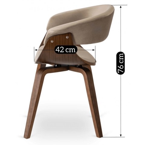 Krzesło Tapicerowane z Drewna Giętego GARY Beżowe/Orzech Nowoczesne Loft