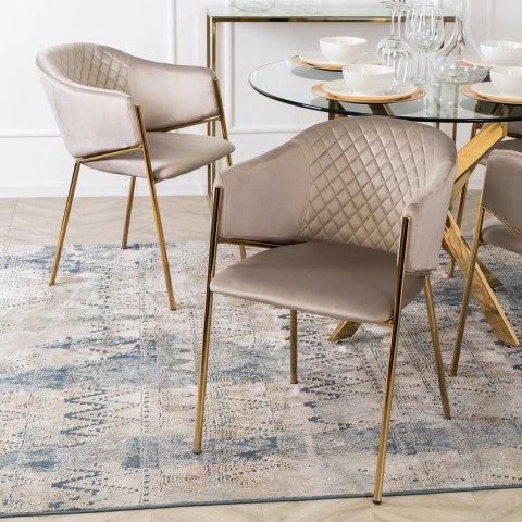 Krzesło INNES Beżowe Welurowe