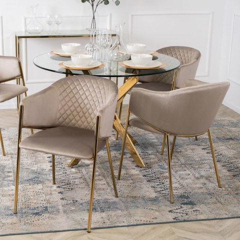 Krzesło INNES Beżowe Welurowe