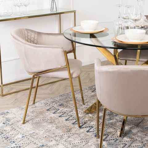 Krzesło INNES Beżowe Welurowe