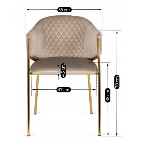 Krzesło INNES Beżowe Welurowe
