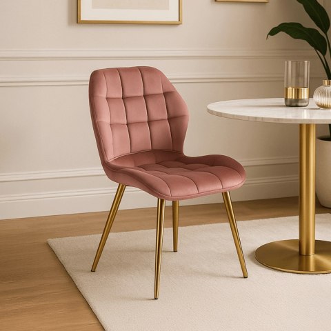 Krzesło LUCKY Różowe Welurowe