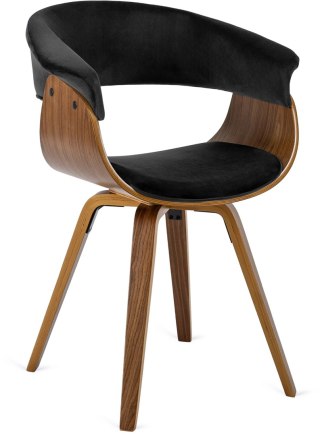 Krzesło Tapicerowane z Drewna Giętego Do Jadalni OHIO 2 Czarne Welurowe Nowoczesne Loft