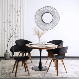 Krzesło Tapicerowane z Drewna Giętego Do Jadalni OHIO 2 Czarne Welurowe Nowoczesne Loft