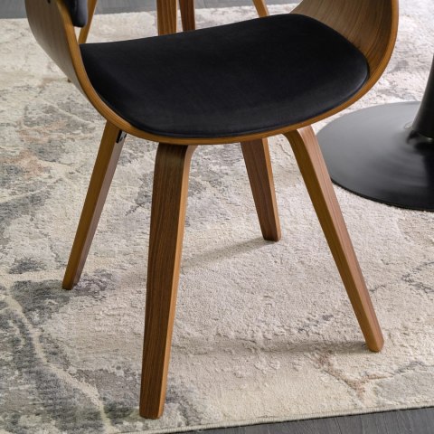 Krzesło Tapicerowane z Drewna Giętego Do Jadalni OHIO 2 Czarne Welurowe Nowoczesne Loft