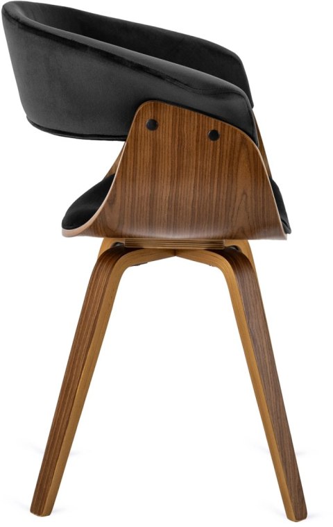 Krzesło Tapicerowane z Drewna Giętego Do Jadalni OHIO 2 Czarne Welurowe Nowoczesne Loft