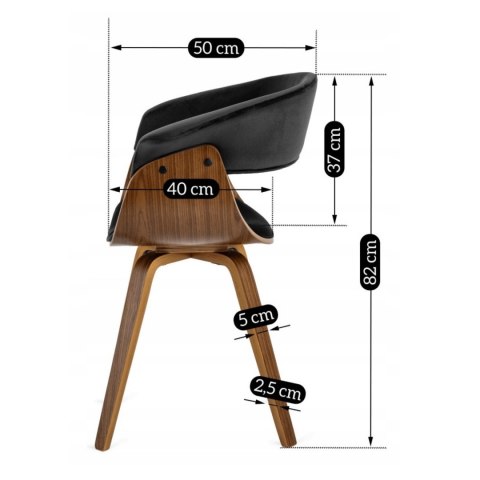 Krzesło Tapicerowane z Drewna Giętego Do Jadalni OHIO 2 Czarne Welurowe Nowoczesne Loft