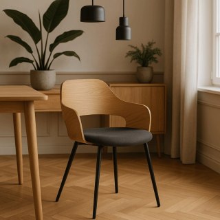 Krzesło Tapicerowane z Drewna Giętego ORBI Dąb Złoty/Czarne Nowoczesne Loft