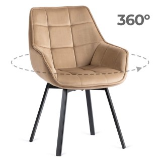 Krzesło Obrotowe LUNA Beżowe Welurowe